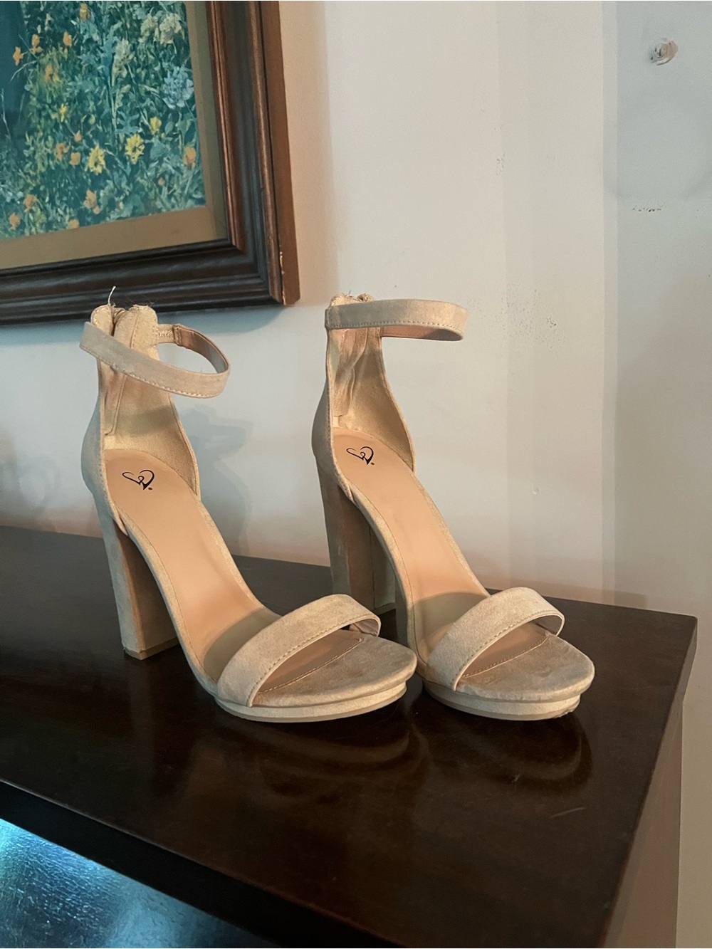 Tan suede heels